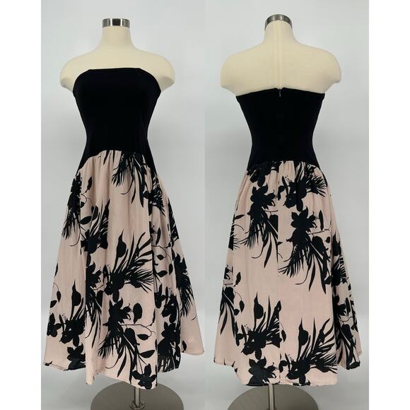 Love, Whit Strapless Drop Waist Dress – Size XS – Floral Skirt – Good Condition - Picture 1 of 4